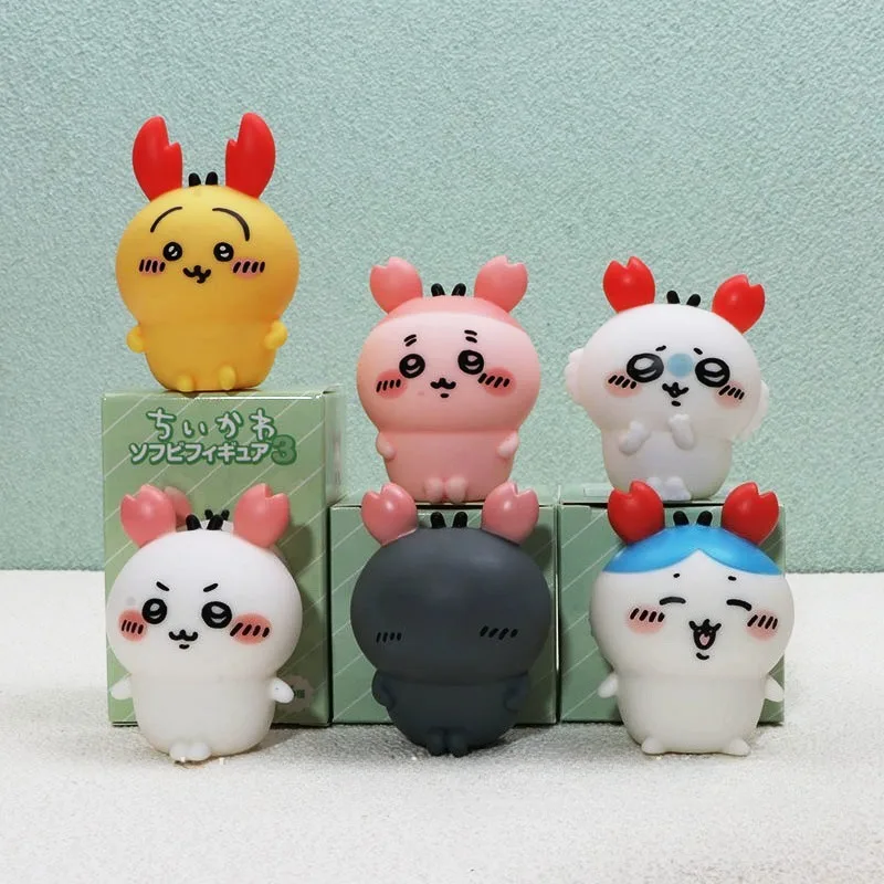 Chiikawa Crab Costume PVC Figure Set Cute Anime Collectible Mini Dolls Usagi Hachiware Mascot Kawaii Desk Decoration Gift Toy