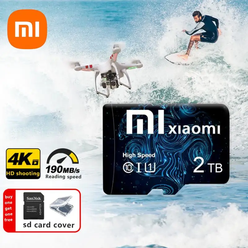 XIAOMI-tarjeta De Memoria Micro TF SD De alta velocidad, almacenamiento De datos para teléfono/cámara/juegos, Clase 10, 512GB, 128GB, 2TB