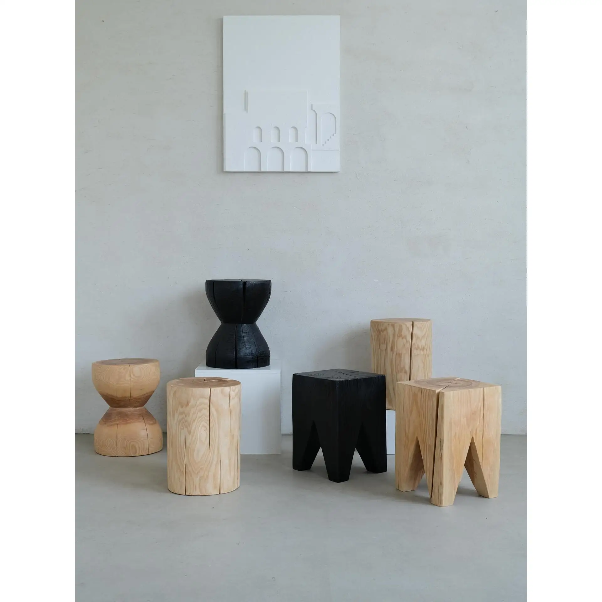 New Chinese solid wood pier log square pier small coffee table wood root carving tree pier stool bed and breakfast bedside table