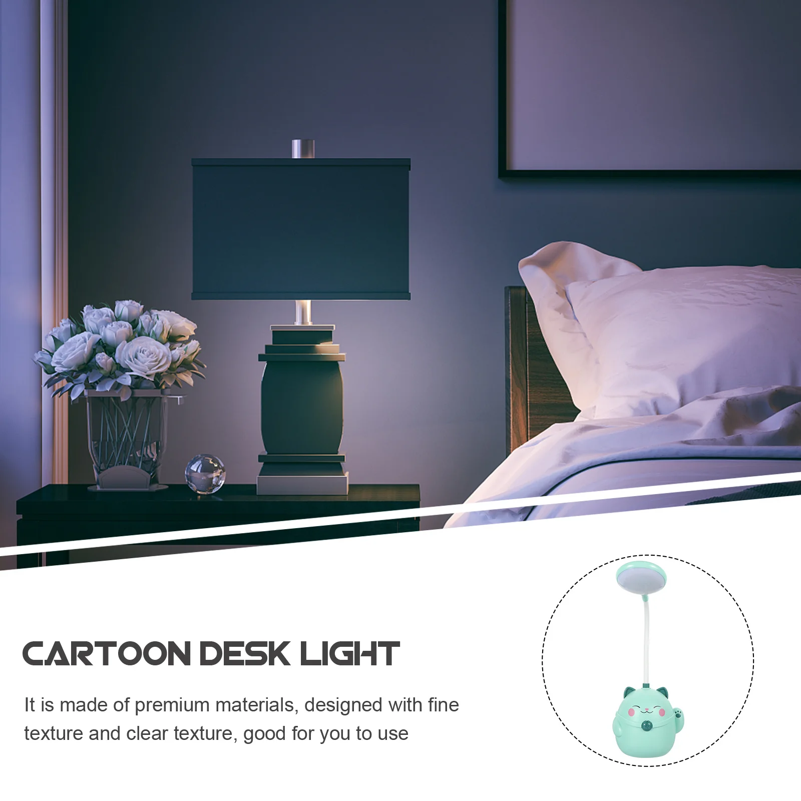 

Usb Charging Lamp Cat Design Pen Holder Eye Protection Light For Bedroom Study Desk Reading Night Light