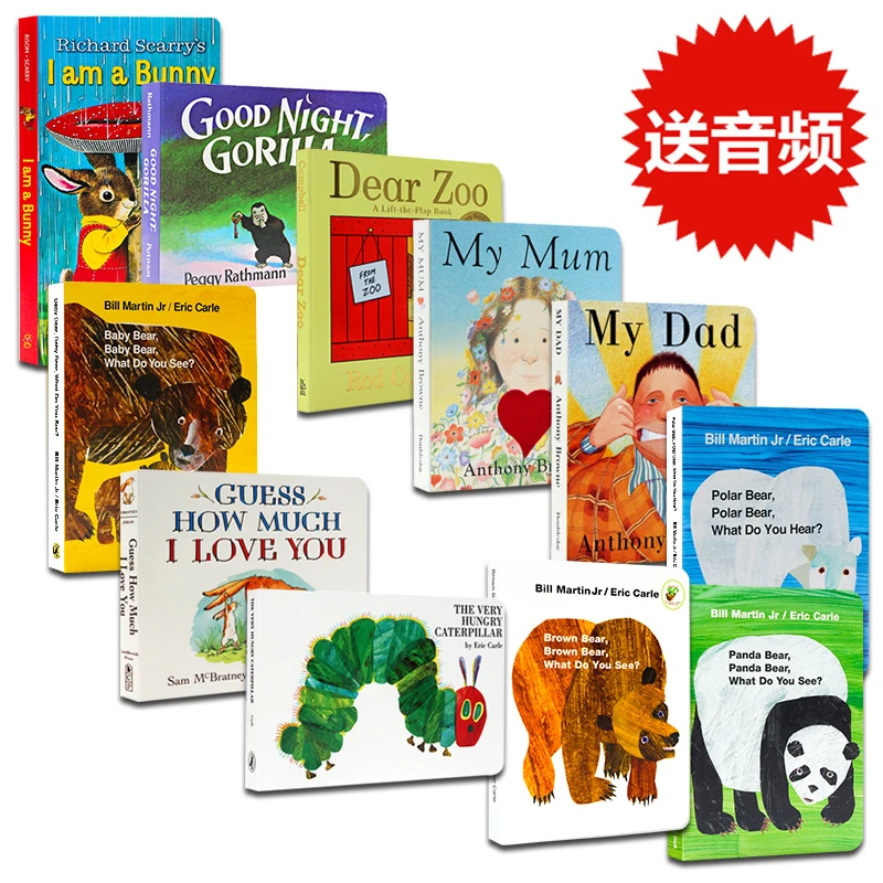 

New 11 pcs/set Brown Bear My Dad My Mum I am a Bunny Dear Zoo English Original Picture Book English Enlightenment Cardboard Book