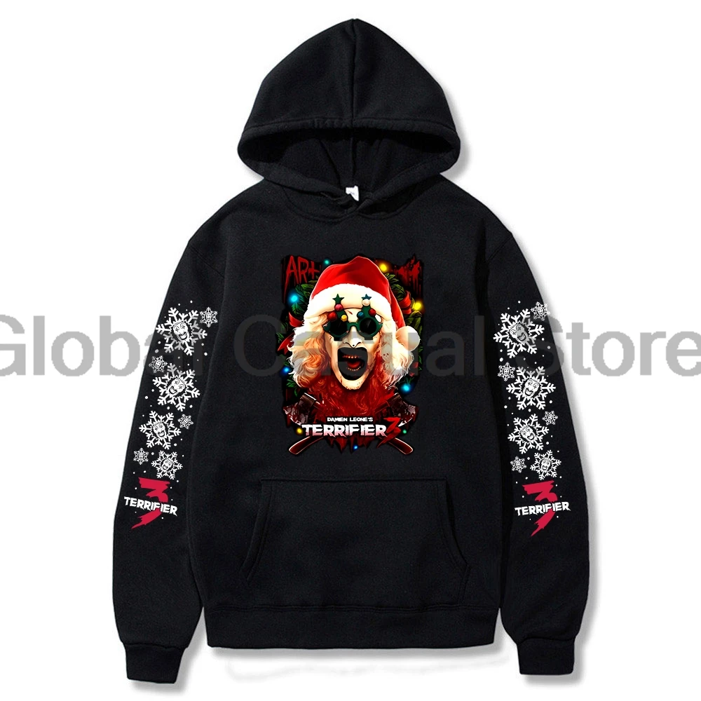 Terrifier 3 Yuletide Terror Hoodie Christmas Cosplay Merch Long Sleeve Streetwear Women Men Hooded Sweatshirts