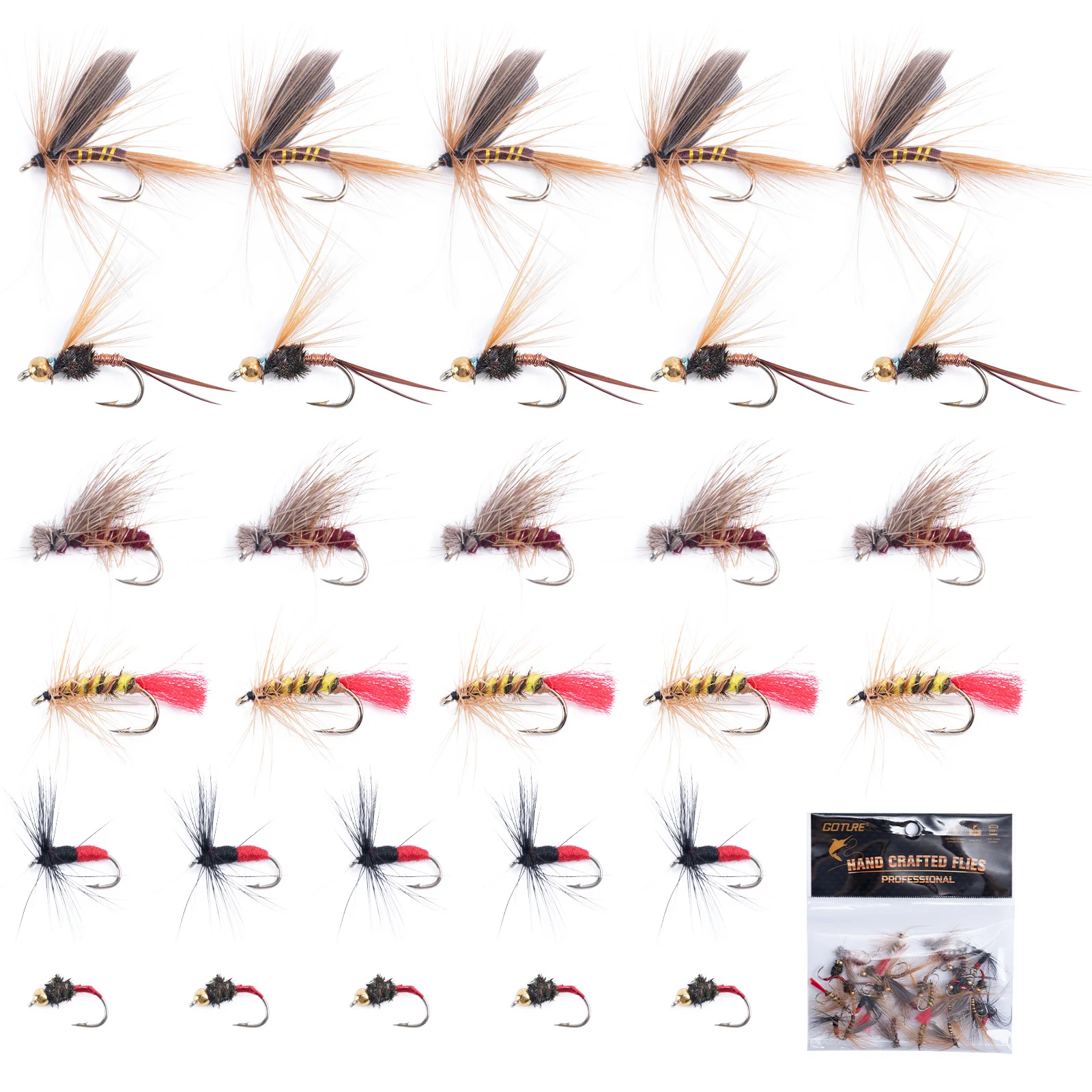 

Goture 25-150Pcs/Set Insects Flies Fly Fishing Lures Bait High Carbon Steel Hook Fish Tackle with Hook Decoy Fishing Lure Set