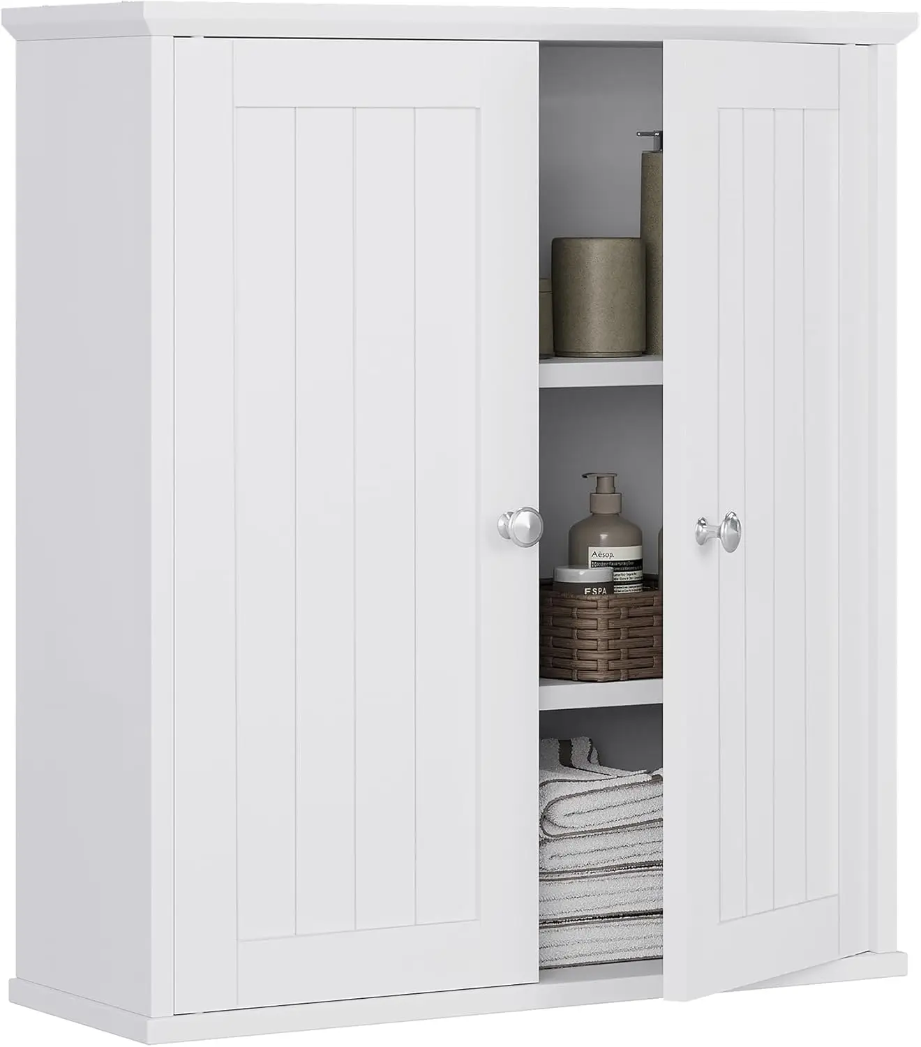 Bathroom Wall Cabinet, Bathroom Cabinet Wall Mount, Over the Toilet Space Saver Storage Cabinets, White Medicine Cabinets with 2 Doors