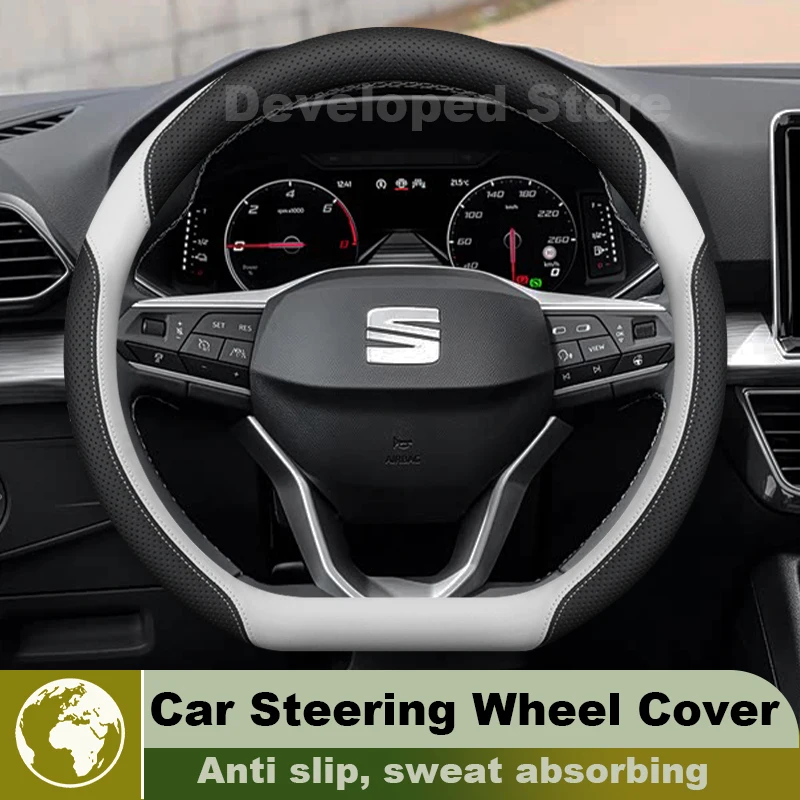 

Car Steering Wheel Cover For seat ibiza MK5 Standard/FR seat arona 2009-2024 Leather Auto Steering Wheel seat ibiza Accessories