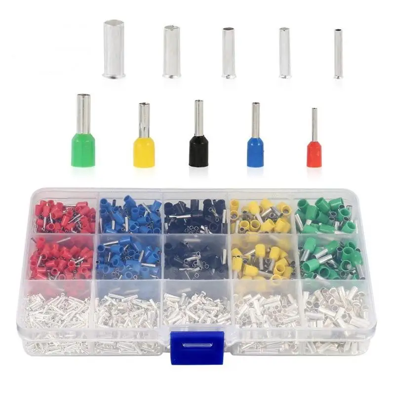 【BA】800/1200/1900PCS Wire Ferrules Kit AWG22-7 Wire Crimp Pin Terminals VE Terminals Kit Ferrule Connectors Assortment