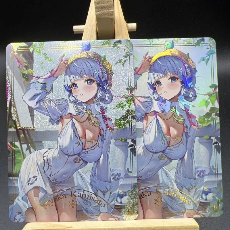 Diy 9 stks/set Genshin Impact Kamisato Ayaka Raiden Shogun Zelfgemaakte Kleurrijke Flash Card Game Collectie Schilderen Kaart Speelgoed gift