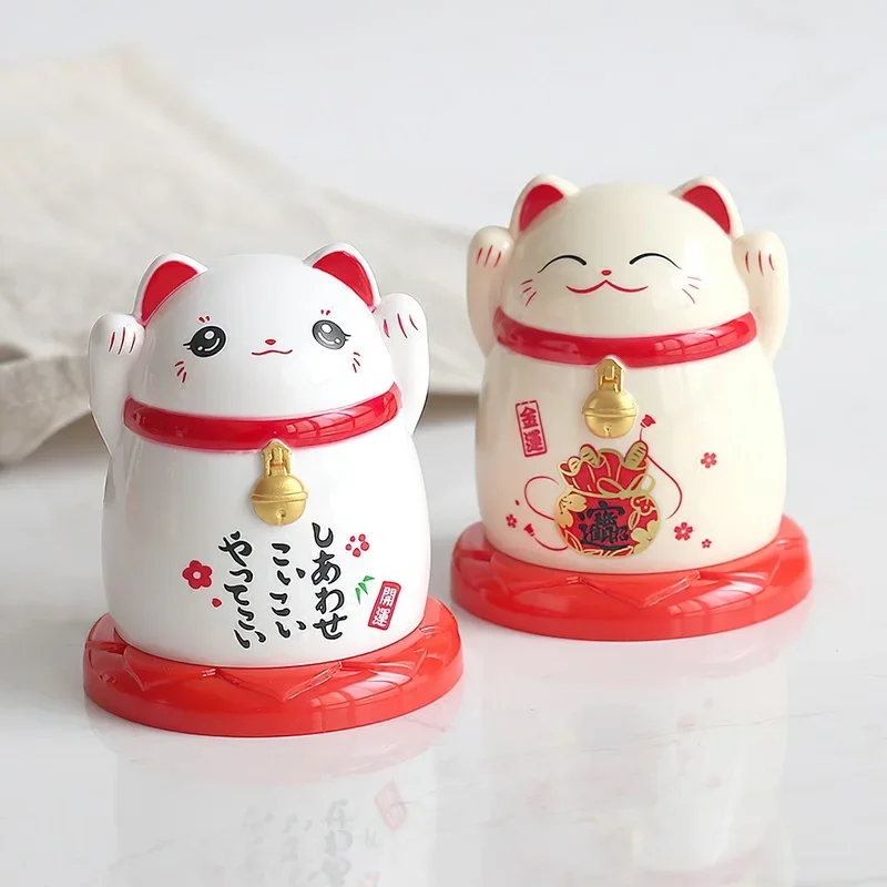 

1 Pcs Plastic Toothpick Box Japanese Cartoon Lucky Cat Red Black Toothpick Holder Creativity Home Restaurant Storage Decoration