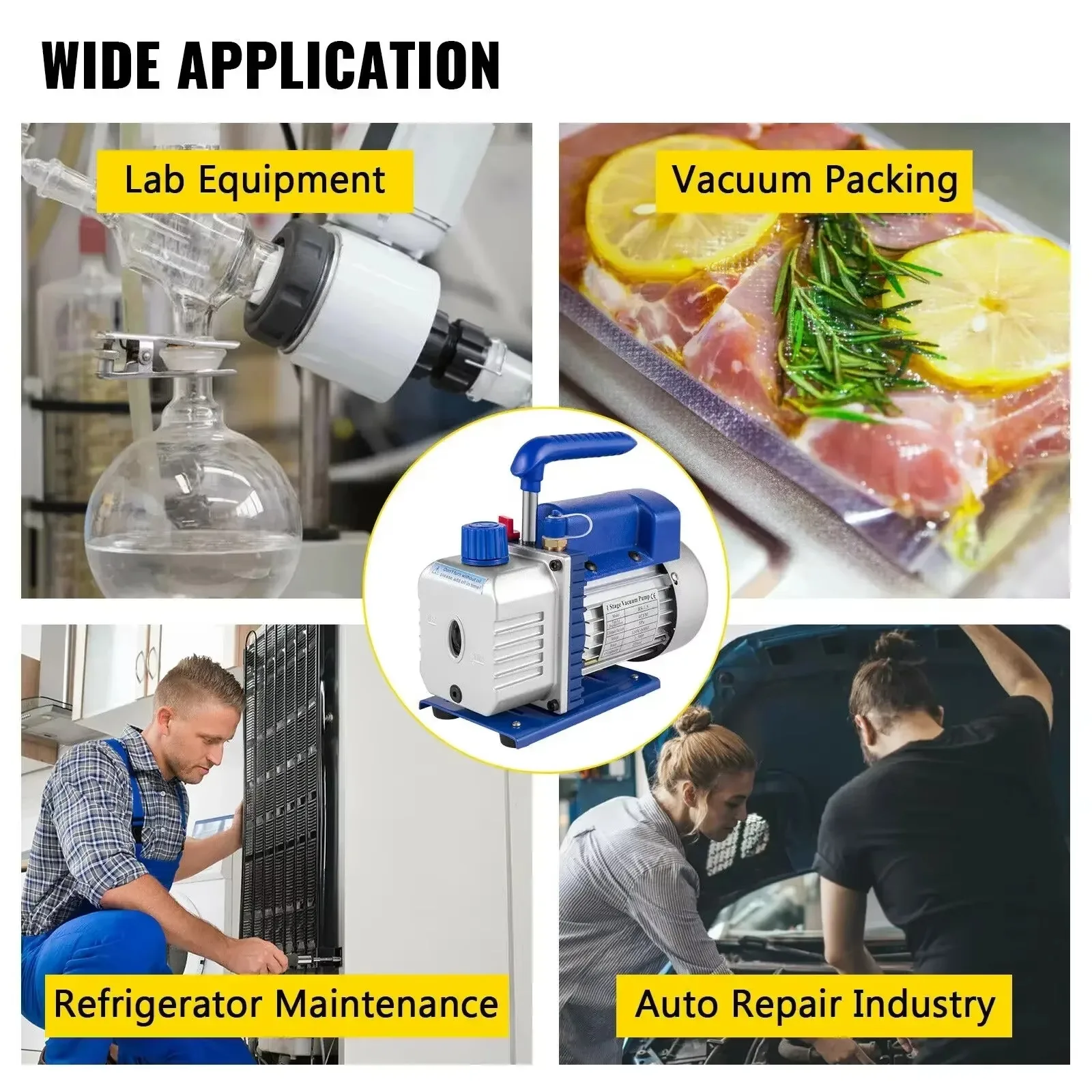 SucceBuy 1.8CFM 1/4HP مجموعة مضخة تفريغ المبردات HVAC مضخة تفريغ مرحلة واحدة مع مقاييس متعددة لتكييف هواء السيارة #6