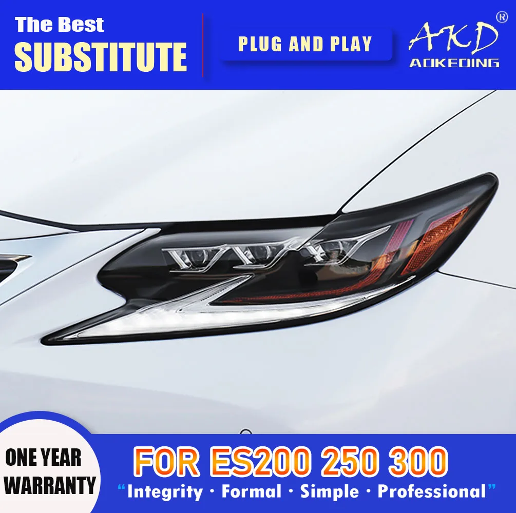 

AKD Head Lamp for Lexus ES300 LED Headlight 2013-2017 Headlights ES200 ES250 DRL Turn Signal High Beam Angel Eye Projector Lens