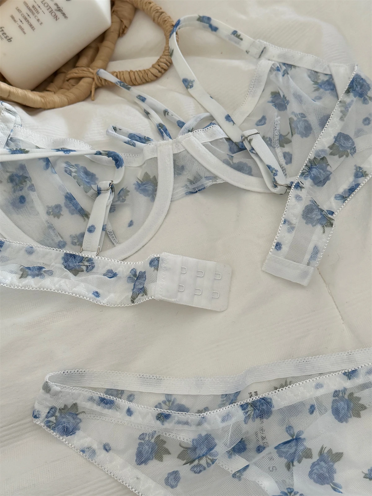 Bra floral women small fresh underwear bow breathable top support lingerie large breasts show small bra set