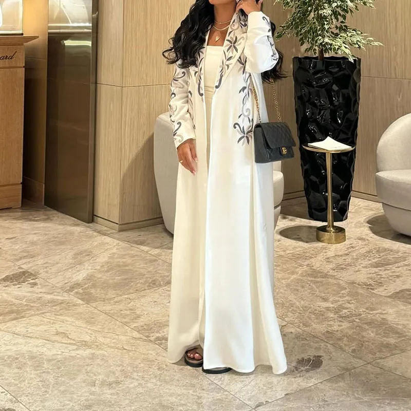 Fashion Lapel Collar Long Sleeve Long Jacket Women Casual Loose Robe Outercoat Spring Autumn Elegant Hight Street Party Cardigan