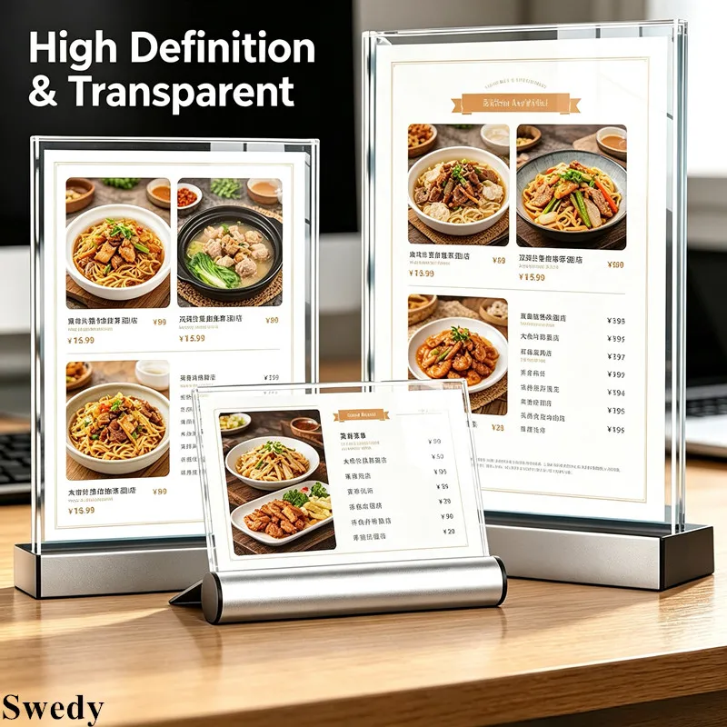 5 PCS A6 10x15cm Aluminum Alloy L Shape Acrylic Sign Holder Display Stand Menu Paper Holder Price Label Advertising Poster Frame