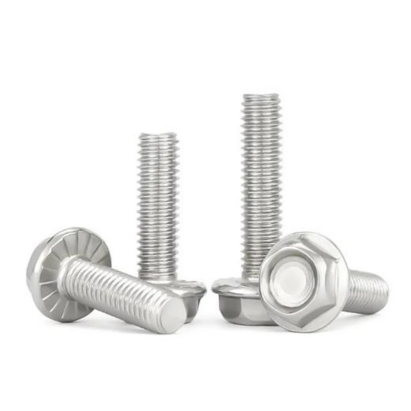 4~60pcs M4 M5 M6 M8 M10 M12 304 Stainless Steel External Hexagon Flange Screws Bolts with Concave Serrated Washer Head GB5789