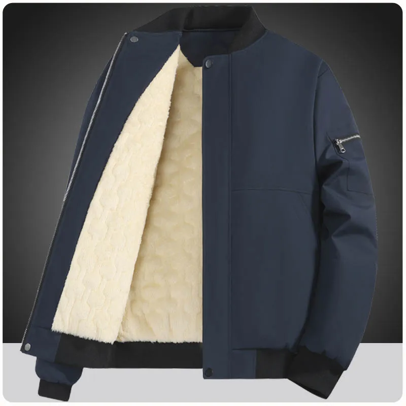 

2025 new style men's autumn winter lambswool jacket, men's casual fashion stand collar fleece thickened jacket Coat Men Clothing