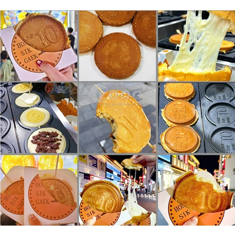 Cheese 10 Yen Coin Waffle Machine Wholesale Price Gold Coin Pancake Maker Commercial Coin Cheese Bread Maker