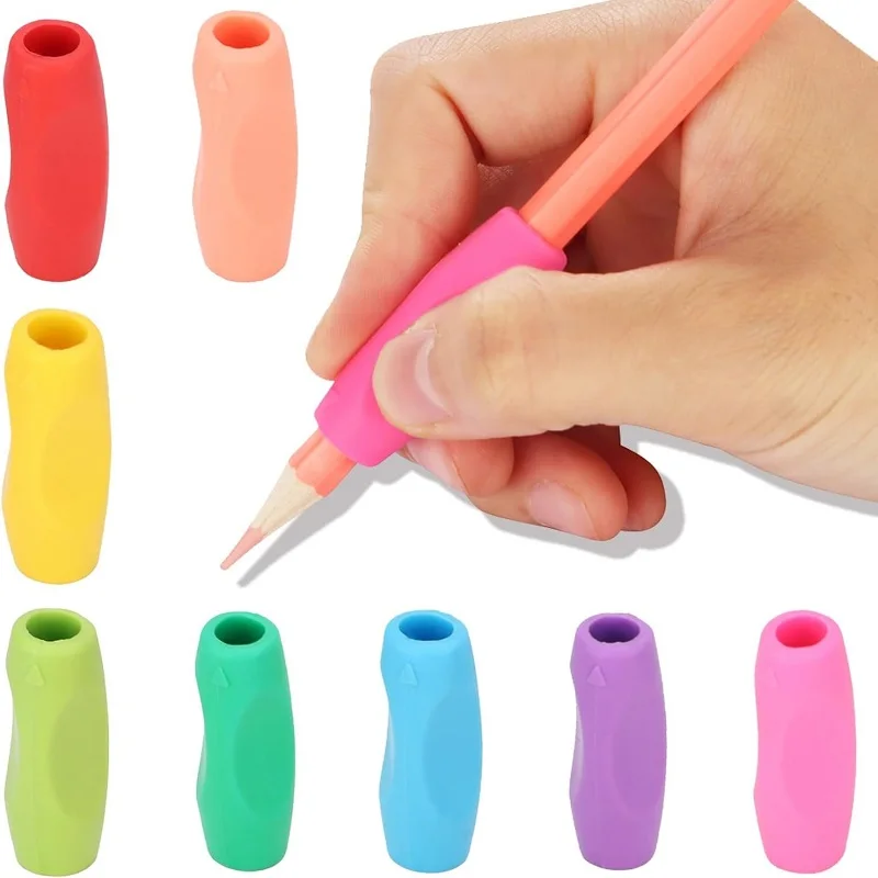 5/10pcs Silicone Pencil Grips Ergonomic Adjustable Holders for Kids, Posture Correction, Non-Slip & Durable for School & Office