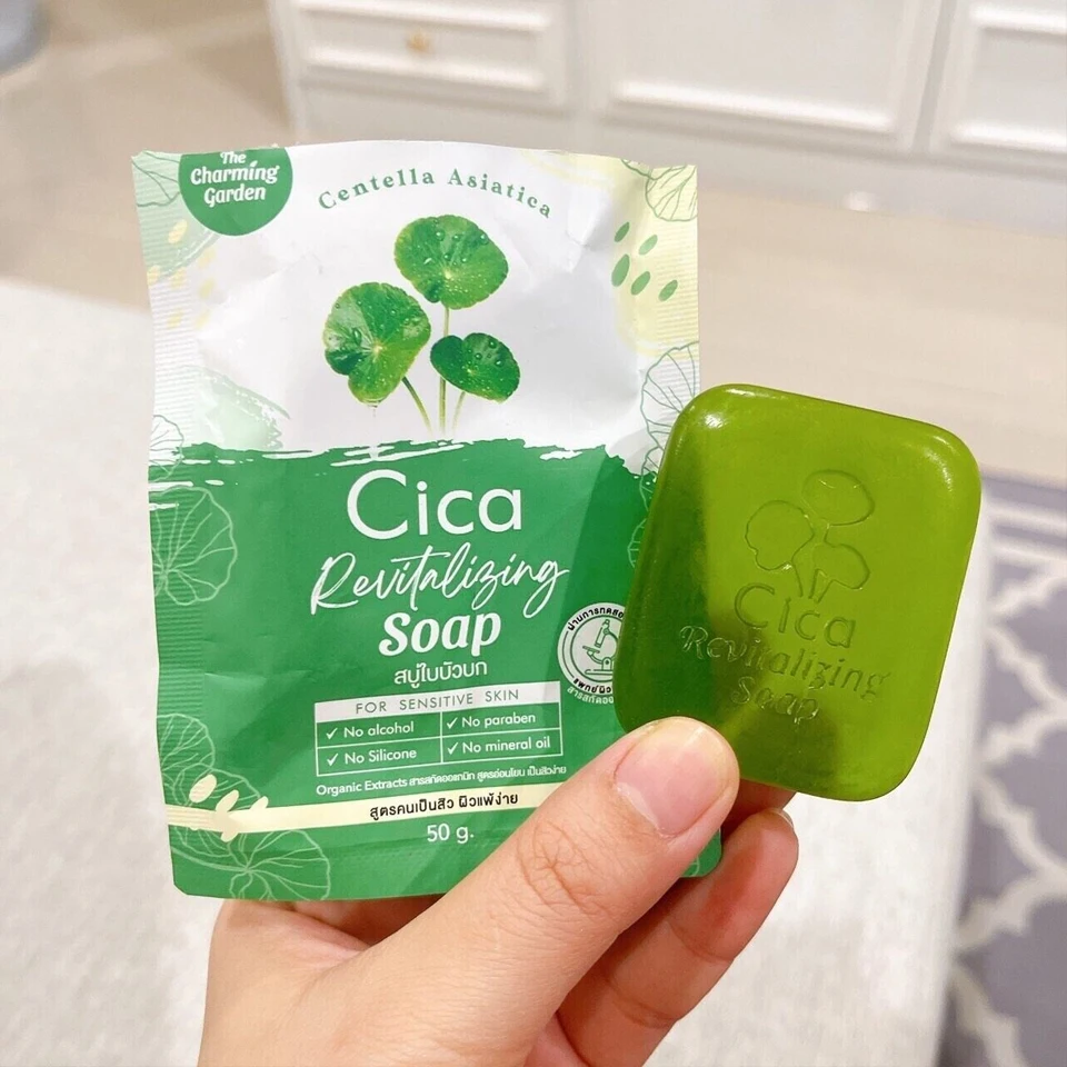 

Thailand Cica Revitalizing Soap Reduce Acne Dark Spots Moisture Clear Skin Pores Tighten Smooth And Soft Sensitive skin 50g