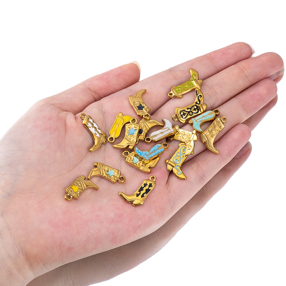 5pcs Stainless Steel Gold Color PVD Plated Boots Charms Pendant for DIY Necklace Bracelet Earring Jewelry Making Accessories image 5