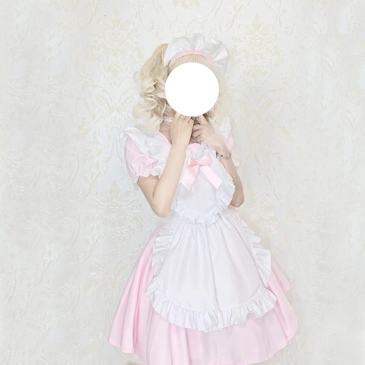 S-xxl new sweet pink anime maid costume comic-con stage role-playing restaurant Uniform Heart Lori Costume Halloween costume set