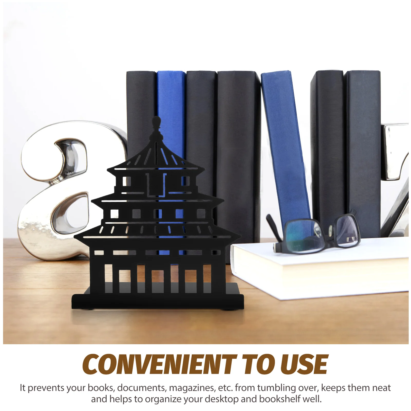 

Metal Bookends Minimalist Design Desk Organizer for Books Documents Magazines Metal Material Reusable Shelf Decor