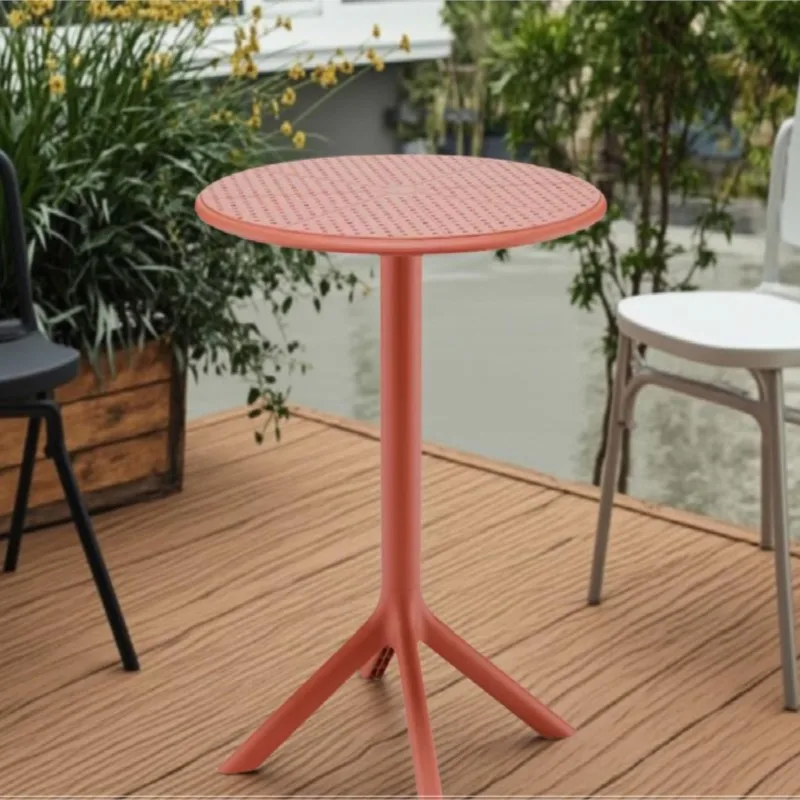 Outdoor Round Table and Chairs Set, Thickened Portable Patio Furniture, Colorful Hollow Design, Perfect for Garden and Patio