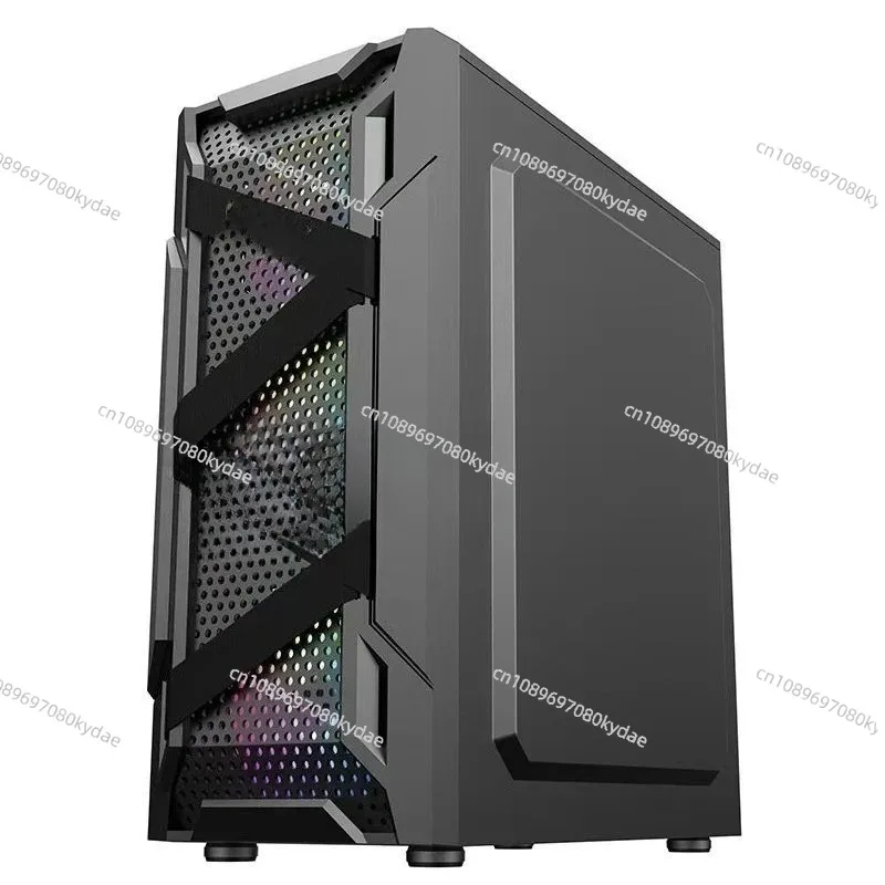 Gaming PC Case Bandage Iron Mesh Design Tempered Glass Side Transparent Desktop Computer Case