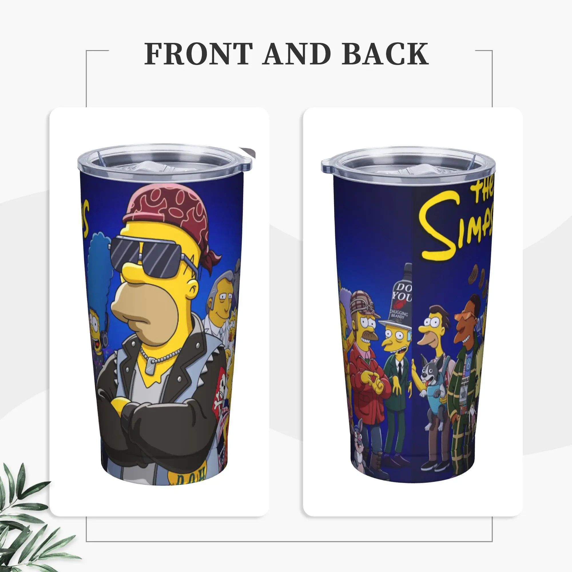 

The S-Simpsons Cartoon Tumbler Hot Drinks Water Bottle Insulated Stainless Steel Thermal Mug Printed Travel Car Mugs