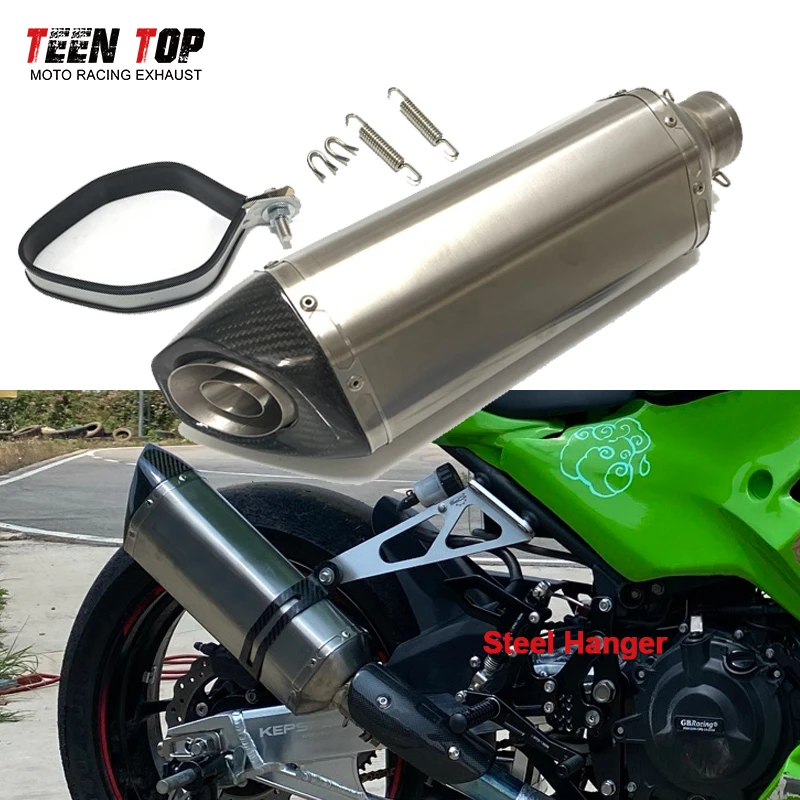 

470mm Muffler 51mm 60.5mm Universal Motorcycle Exhaust Elbow Silencer For Yamaha R1 R3 Tenere700 MT07 Titanium Alloy Silencieux