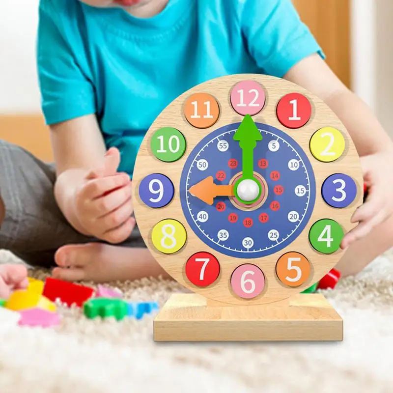 Kids Learning Clock Wooden Color Sorting Clock For Kids Learning To Tell Time Colorful Telling Time Analog Clock Learning Clock