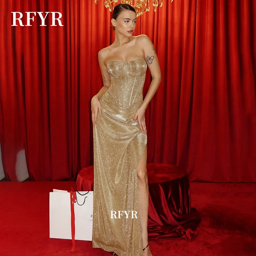 فساتين سهرة لامعة من RFYR على شكل قلب للحفلات الراقصة فستان الحفلات بدون أكمام فستان الأميرة مناسب حسب الطلب