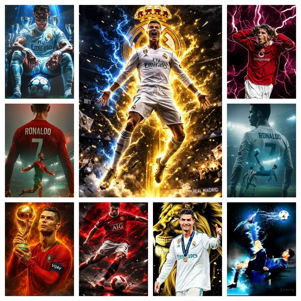 Popular Football Stars C-Cristiano R-Ronaldo 5D DIY Full Round Diamond Painting Living Room Bedroom Aesthetic Bar Decoration