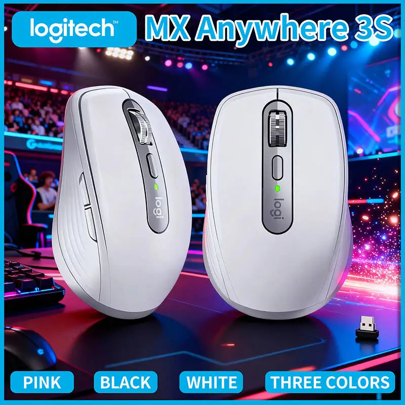 

MX Anywhere 3S Logitech Wireless Mouse - Sleek Ergonomic Design, Stable Signal, Quiet Operation for Office Work
