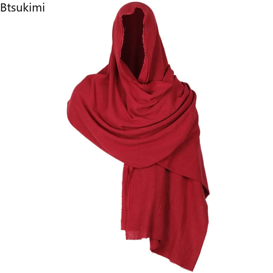 2026 New Men's Medieval Cotton Pirate Retro Hood Scarf Wrap Cloak Cape Renaissance Halloween Masquerade Costume Shoulder Cowl