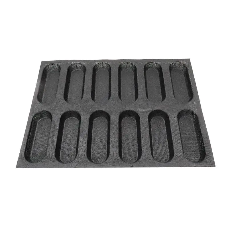 4X 12 Holes Baguette Pan-Non-Stick Perforated French Bread Pan Forms,Hot Dog Molds, Baking Liners Mat Bread Mould-AT64