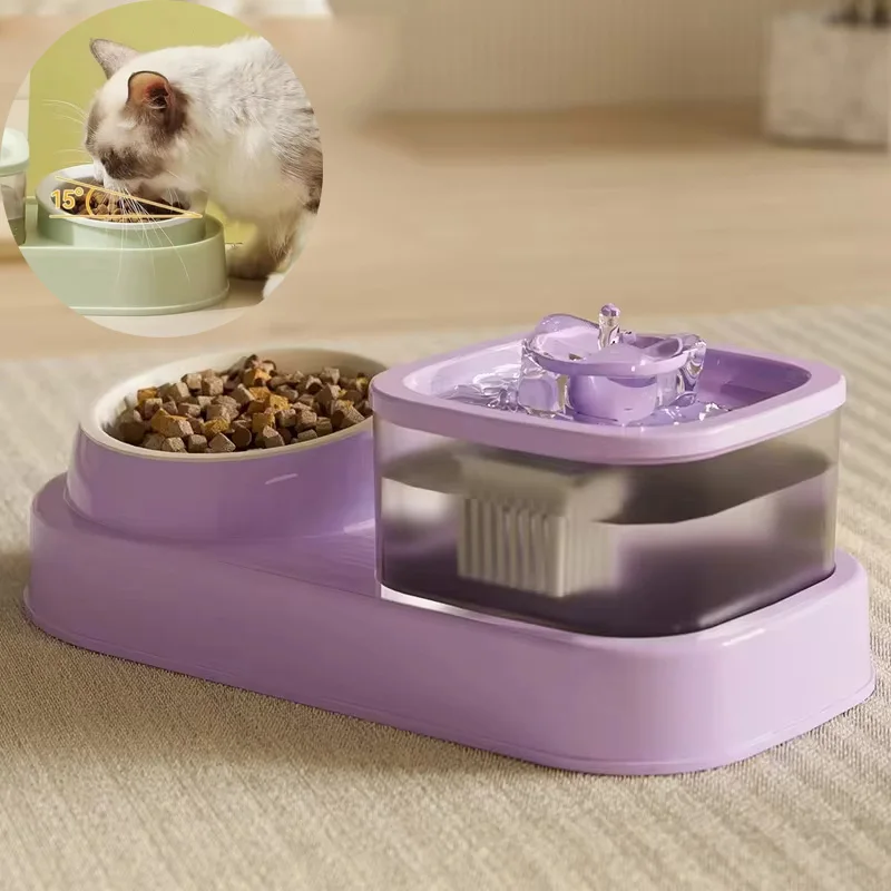 2-in-1 Pets Water Fountain Auto Filter Mute Cat Drinker Bowl Pet Feeder Recirculate Filtring Drinker for Cat Feeder Accessories