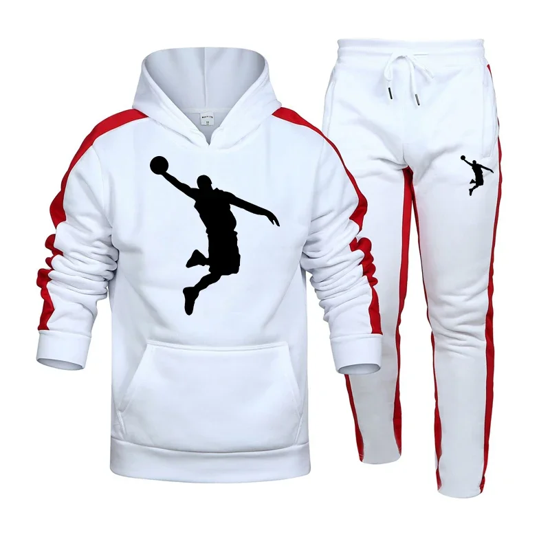 Jogging Mens Tracksuit Print Daily Casual Hooded Sweatshirt Suit Fitness Sports TrainingClothing Hot Sales Vigour Sweatpants Set