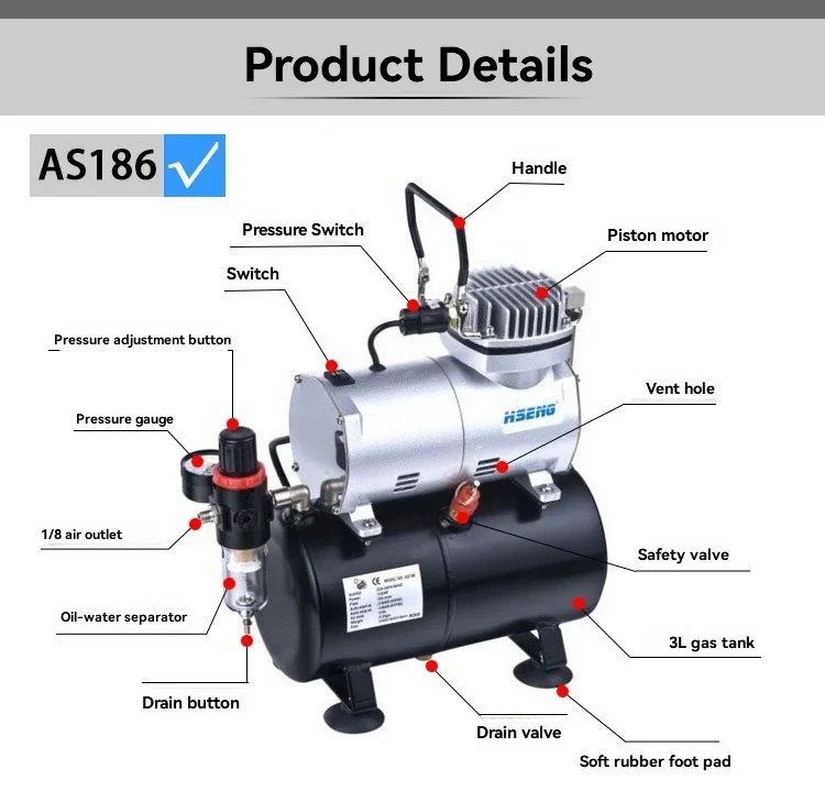 

New Small Air Compressor Furniture Repair,Leather Sofa Repair,Model Spray Painting Household Desktop Spray Painting, Air Pump