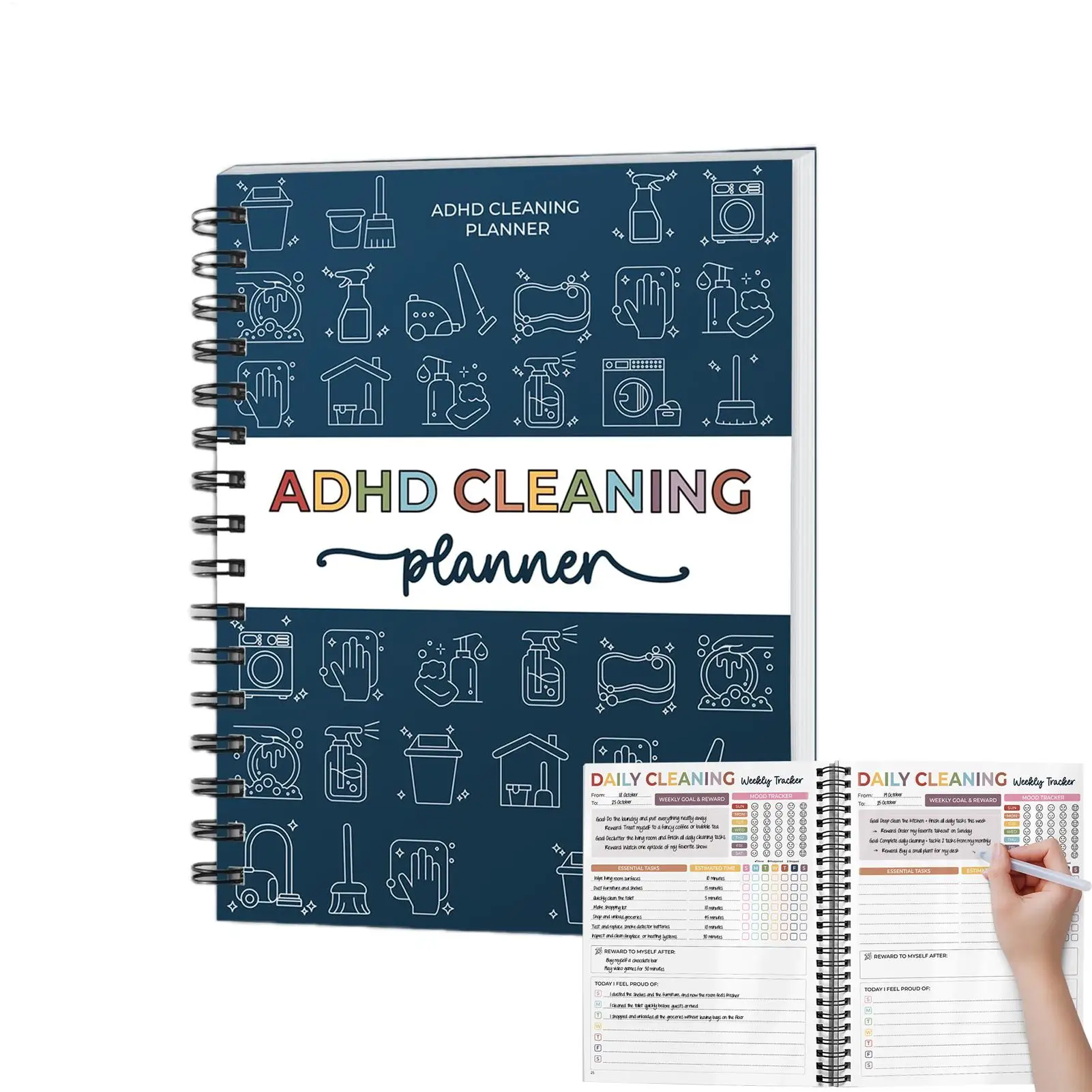 

Набор для планирования уборки при СДВГ: расписание уборки дома, еженедельные, ежемесячные и годовые советы по уборке, таблица дел для всей семьи