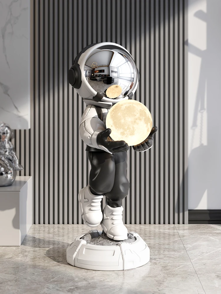 Home Decor Kreatywne świecące statuetki astronautów Dekoracja podłogi Nordic Living Room Large Welcome Sculpture Art Astronaut Lamp Statues