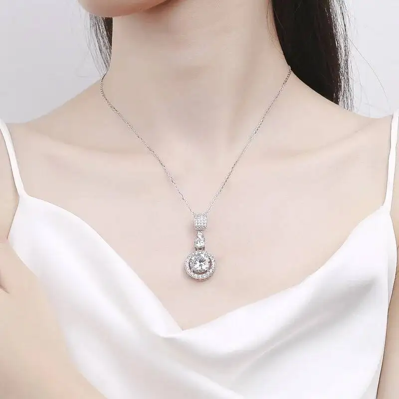 5Ct Diamond Pendant Necklace With Certificate Blue Green Pink Round Shape D Color Vvs Moissanite Jewerly Gift