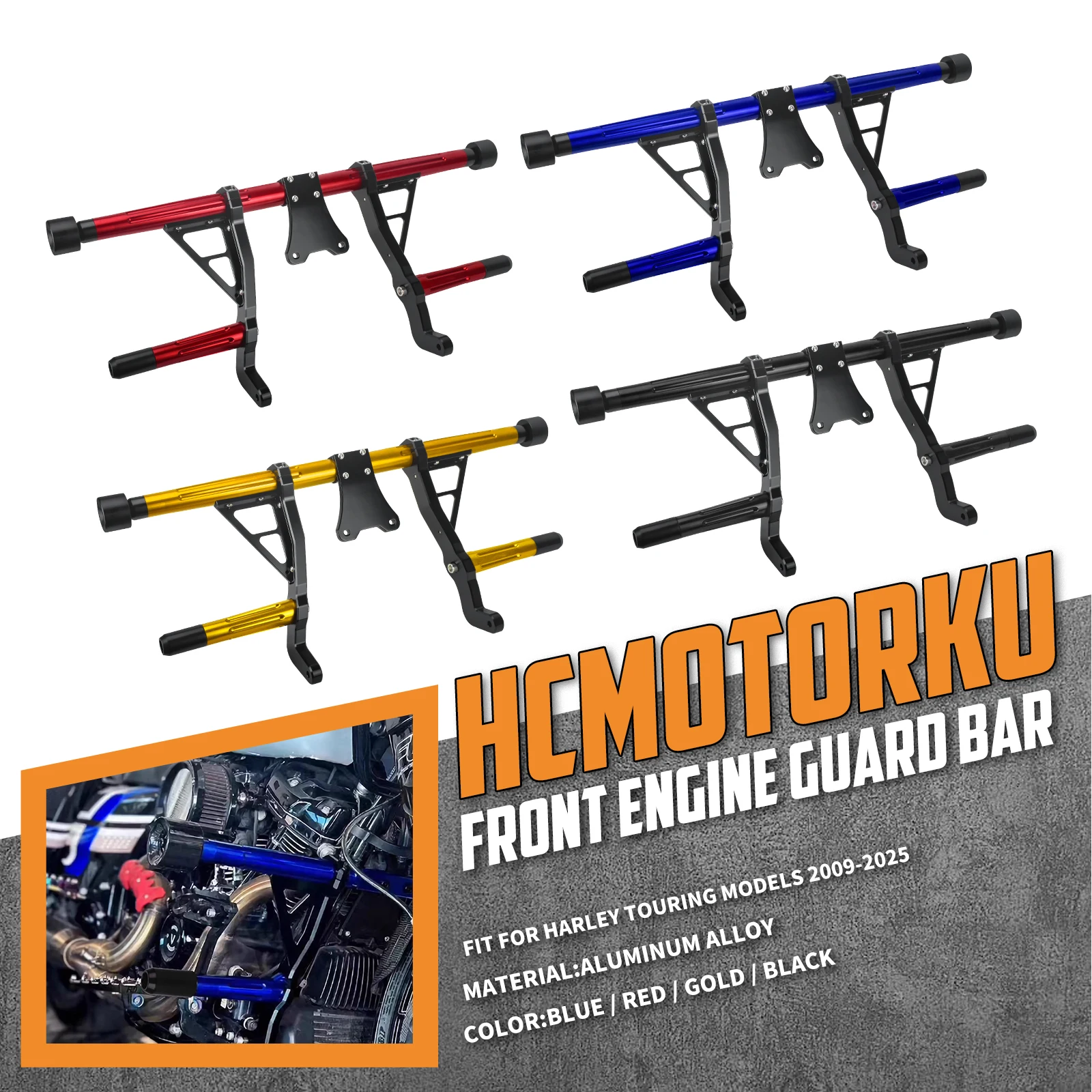 Motorcycle Engine Crash Bar Protector Highway Guard Front Flat Out Bumper for Harley Touring Models 2014-2023
