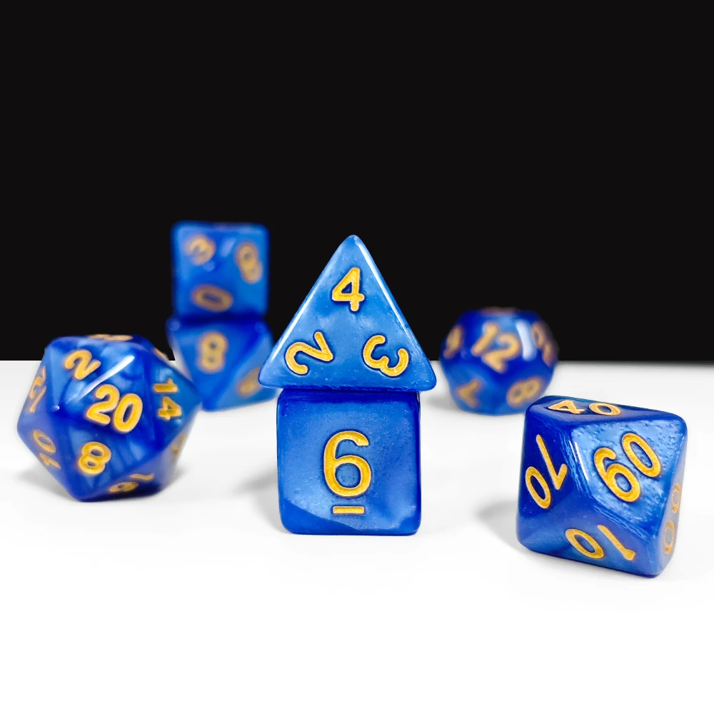 7Pcs Bright Lemon Yellow Pearl Swirl DND Dice Set, High Contrast Black Ink for TTRPG，for D&D, Pathfinder, TTRPG & Board Games view 3
