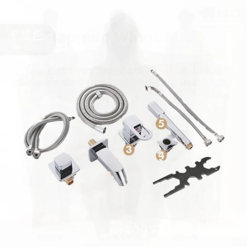 

Four-Piece Wall-Mounted Pull-Out Washbasin Faucet Set Hot And Cold Separate Three-Hole Basin for Bathroom Cabinet Chrome Plated