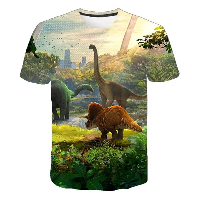 Jurassic World Print Summer Fashion Children's Boys T-Shirt Clothes Short Sleeve Tops Dinosaur T Shirts Kids Clothes 4-14 Year