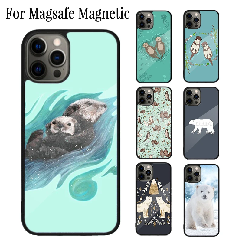 Polar Bears Otter Animal Magnetic Phone Case Coque For iPhone 16 15 14 Plus 13 12 Mini 11 Pro Max Magsafe Wireless Cover