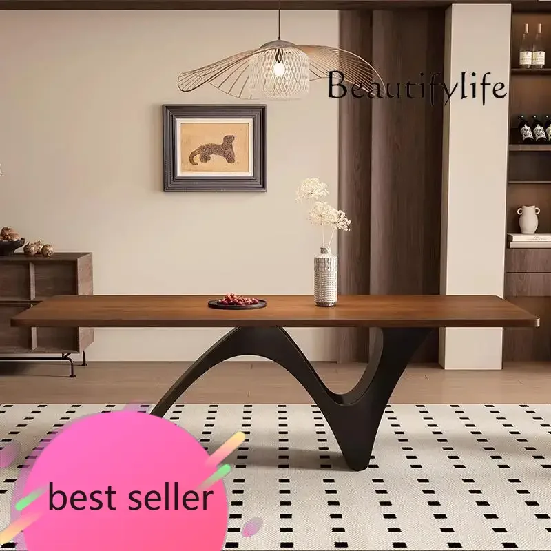 

NEW V Solid Wood Dining Table Ash Wood French Retro Rectangular Living Room Home Minimalist Creative Small Apartment Dining Tabl