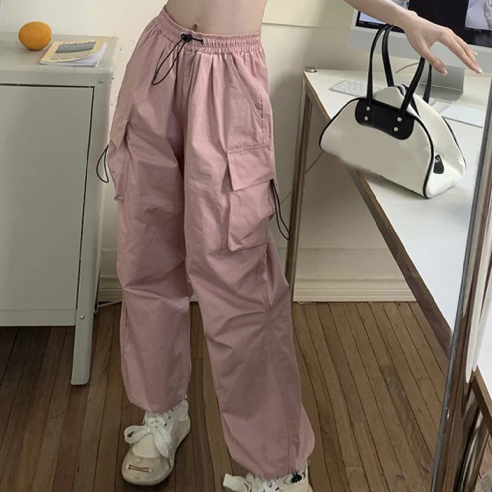 Pantalones de chándal de pierna ancha para mujer, ropa de calle para salir, Harajuku, Hip Hop, Joggers, Color sólido, moda cómoda