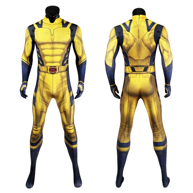 Disfraz de cosplay de Lobezno para hombre, Mono de James Howlett, conjunto de armadura de hombro, mono zentai con estampado 3D, traje de superhéroe para Halloween