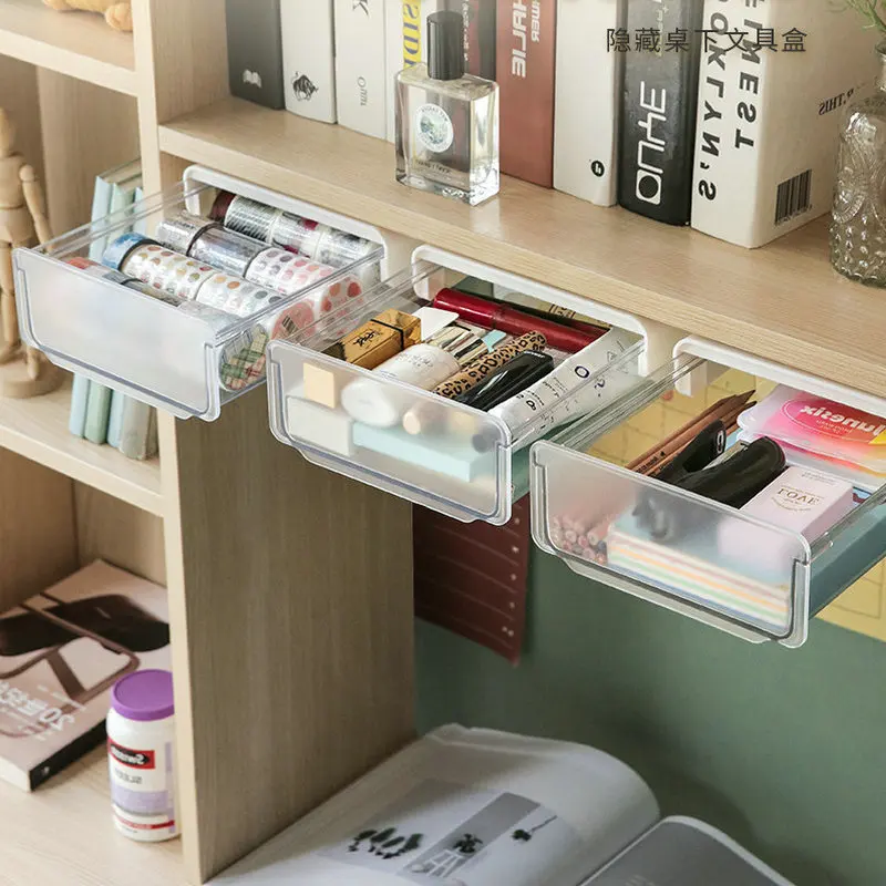 Creative Under Desk Drawer Home Office Desk Accessories Storage Drawers Multifunction Hidden Drawer For Stationery Organizer